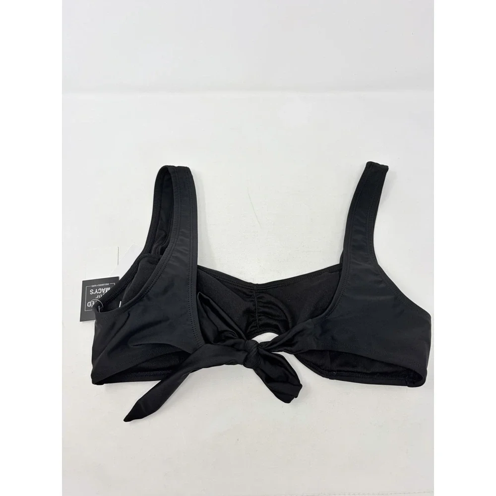 Salt + Cove Juniors Size Large Center- Ruched V-Neck Bikini Top in Black 2577